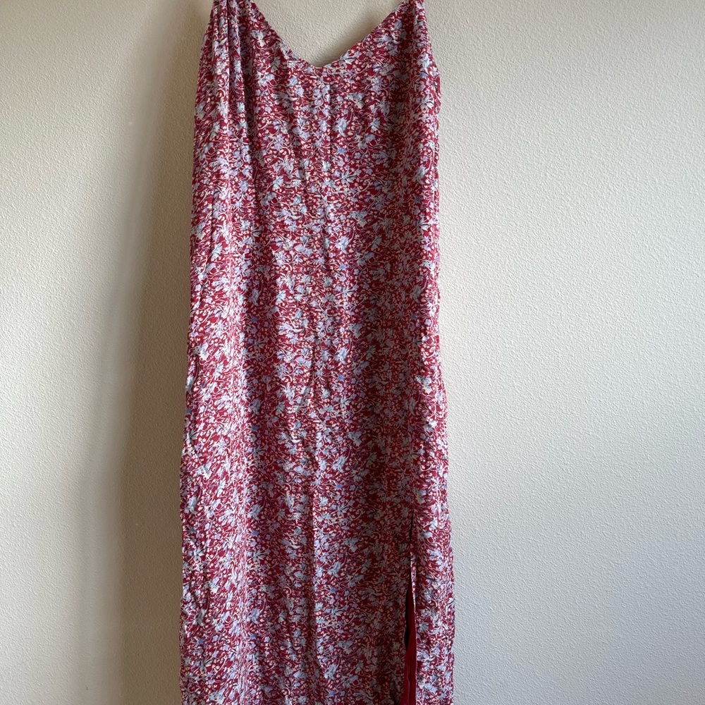 Floral Red and White Midi Dress